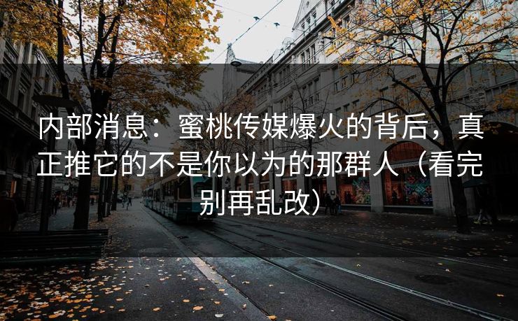 内部消息：蜜桃传媒爆火的背后，真正推它的不是你以为的那群人（看完别再乱改）