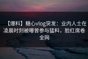 【爆料】糖心vlog突发：业内人士在凌晨时刻被曝曾参与猛料，脸红席卷全网